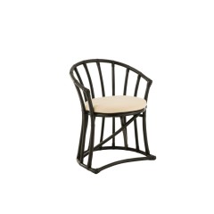 RATTAN CHAIR BW WITH CUSHION BLACK AND WHITE - CHAIRS, STOOLS